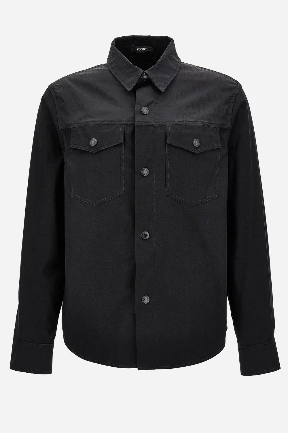 Informal Shirt In Fabric Combo Cotton Twill+ Responsible Techno Jacquard Soft Versace Logo