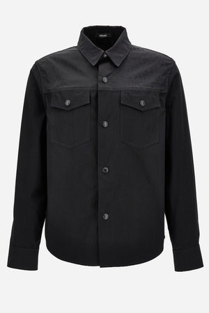 Informal Shirt In Fabric Combo Cotton Twill+ Responsible Techno Jacquard Soft Versace Logo