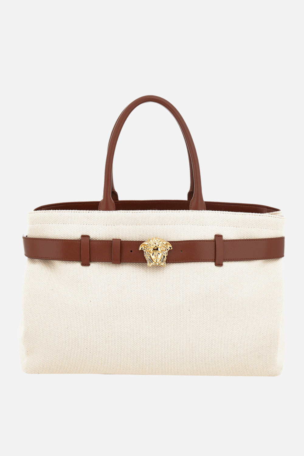 La Medusa Large Tote In Fabric-Calf Leather