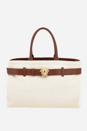 La Medusa Large Tote In Fabric-Calf Leather