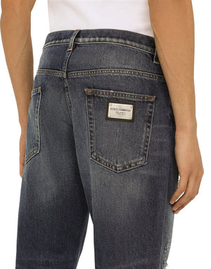 WASHED STRETCH DENIM LOOSE JEANS