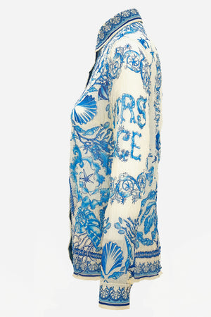 Formal Shirt In Underwater Barocco Bicolour Foulard On Techno Creponne