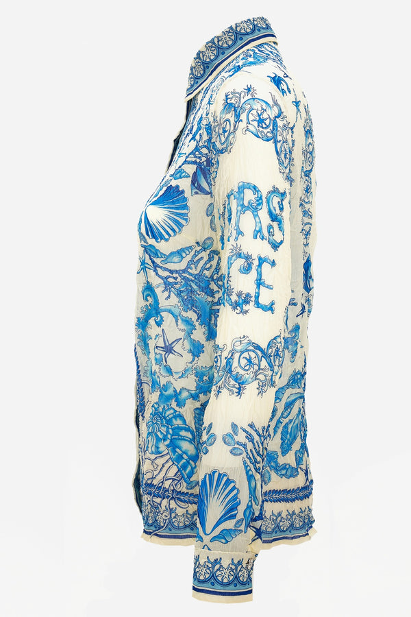 Formal Shirt In Underwater Barocco Bicolour Foulard On Techno Creponne