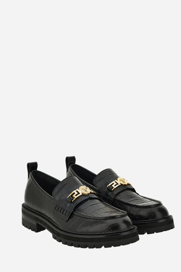 La Greca Loafer In Embossed Croc Calf Leather