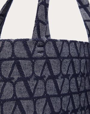 Borsa Shopping Toile Iconographe In Tessuto Jacquard Effetto Denim