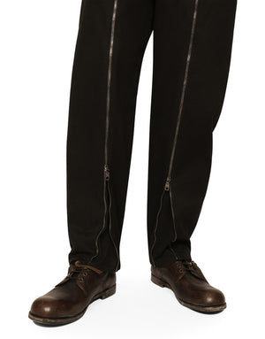 WASHED STRETCH GABARDINE PANTS WITH ZIPPER