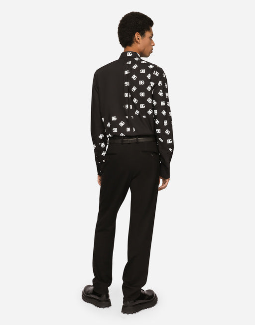 COTTON MARTINI-FIT SHIRT WITH DG LOGO PRINT