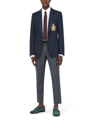 SILK AND WOOL PORTOFINO JACKET WITH PATCH EMBELLISHMENT