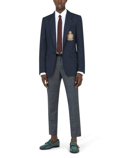 SILK AND WOOL PORTOFINO JACKET WITH PATCH EMBELLISHMENT