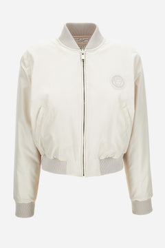 Blouson In Plain Nylon And Print Nylon Medusa Chain Allover