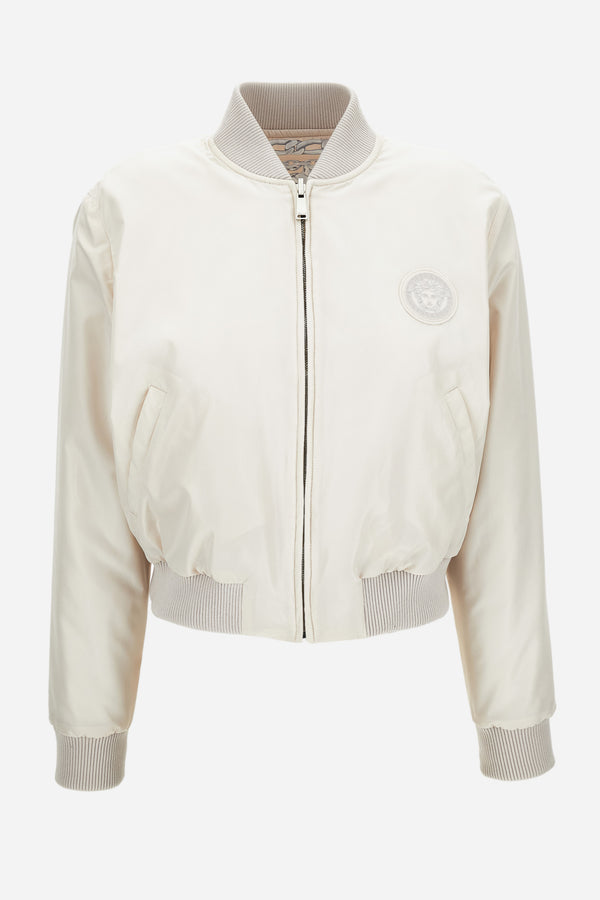Blouson In Plain Nylon And Print Nylon Medusa Chain Allover