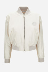 Blouson In Plain Nylon And Print Nylon Medusa Chain Allover
