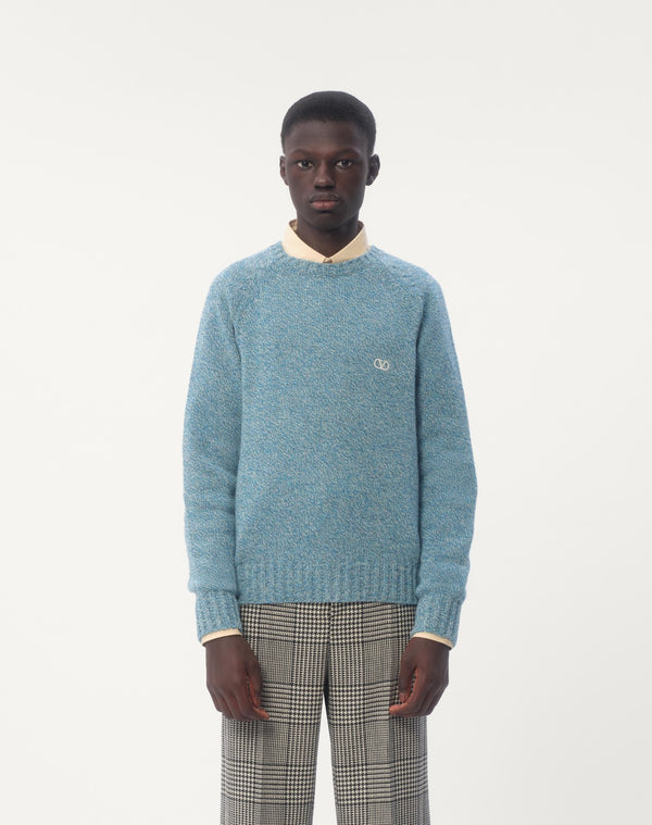 Maglione Girocollo In Lana Con Ricamo Vlogo