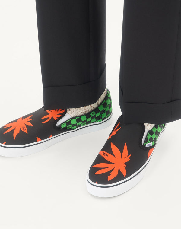 Sneaker Slip-On Valentino Garavani And Vans In Tessuto Con Stampa VLogo Checkerboard E Stampa Tropical Leaves