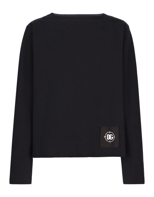 BOAT-NECK SWEATSHIRT WITH MARINA PRINT