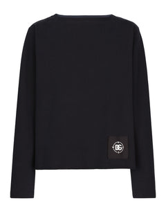 BOAT-NECK SWEATSHIRT WITH MARINA PRINT