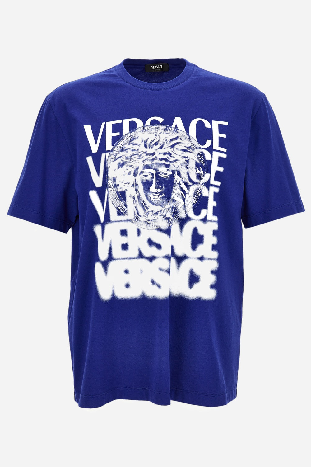 T-Shirt In Compact Cotton Jersey Fabric-Medusa Medallion Print