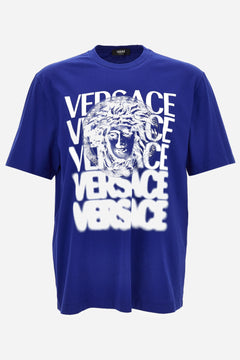 T-Shirt In Compact Cotton Jersey Fabric-Medusa Medallion Print