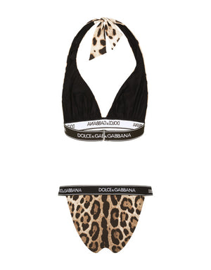 LEOPARD-PRINT BIKINI WITH BRANDED ELASTIC