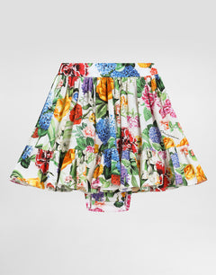 FLORAL-PRINT POPLIN SKIRT