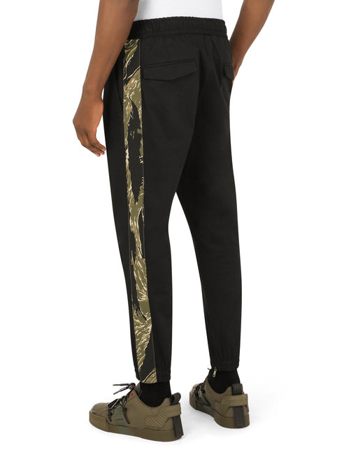 STRETCH COTTON JOGGING PANTS WITH BANDS