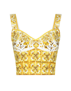 COTTON CORSET TOP WITH MAJOLICA PRINT