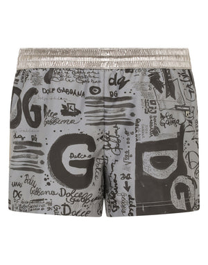 SHORT SWIM TRUNKS WITH LOGO PRINT