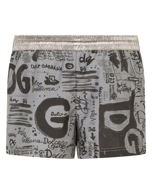 SHORT SWIM TRUNKS WITH LOGO PRINT