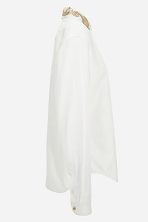 Informal Shirt In Poplin Fabric-Embroidered Collar