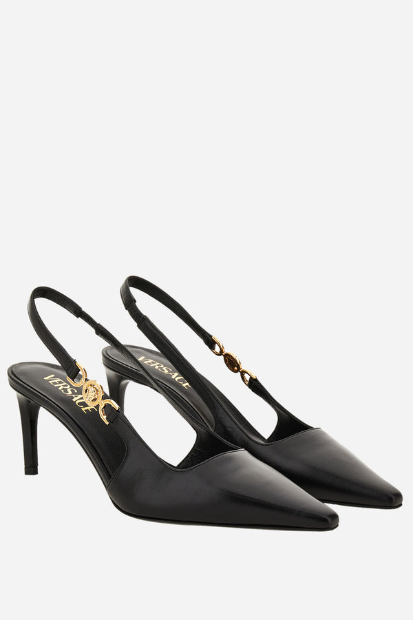 Medusa 95 Sling Back H.70 In Shiny Calf Leather-Metal Hardware