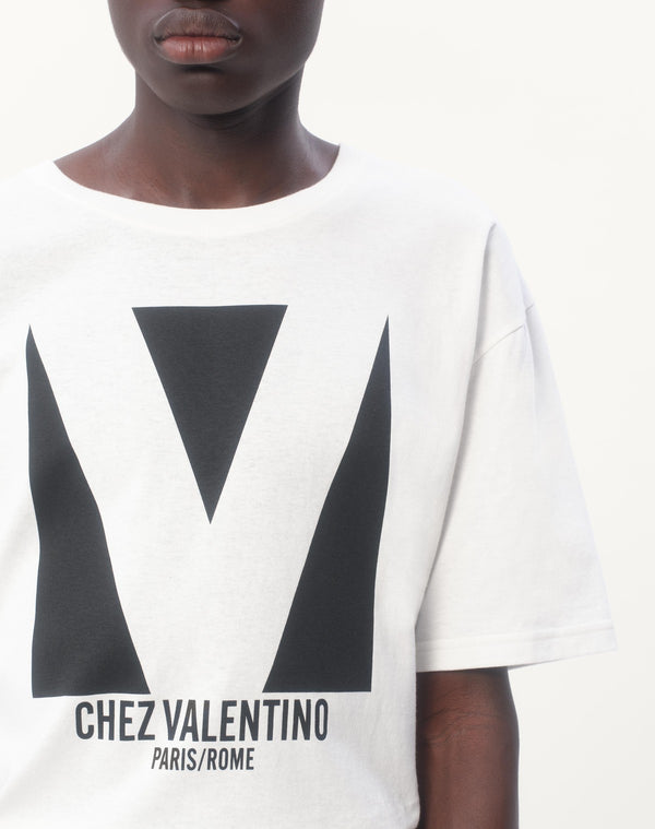 T-Shirt In Cotone Con Stampa Chez Valentino