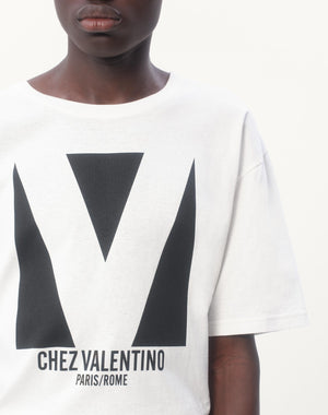 T-Shirt In Cotone Con Stampa Chez Valentino