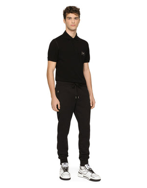 COTTON PIQUÉ POLO-SHIRT WITH BRANDED PLATE