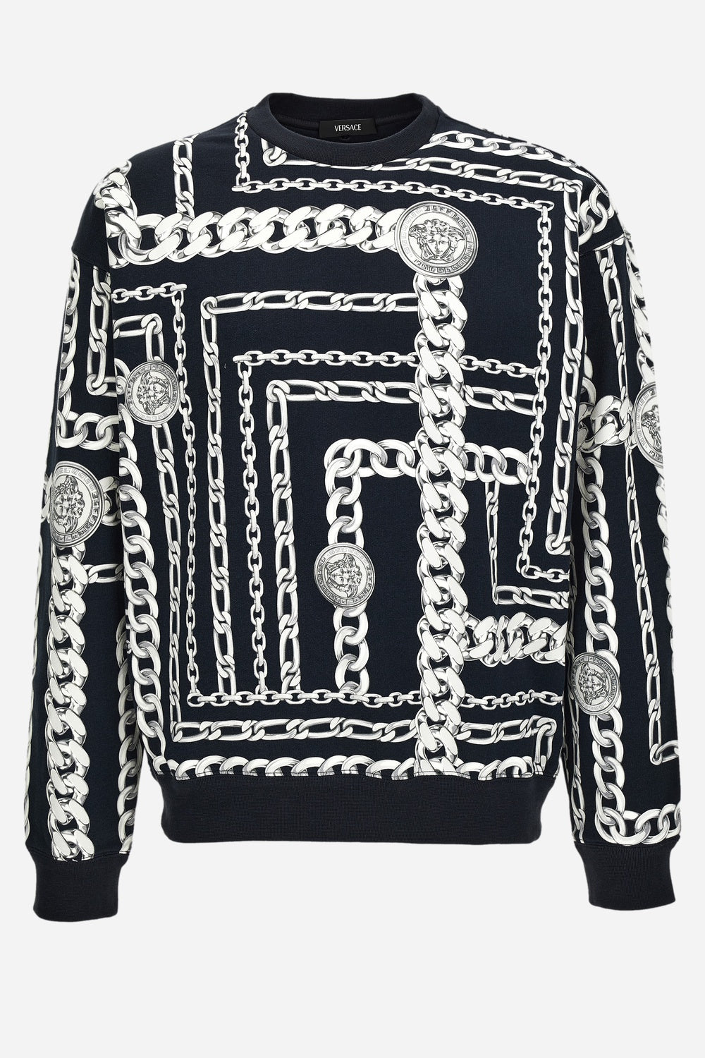 Sweatshirt In Cotton Fabric Medusa Chain Allover Print