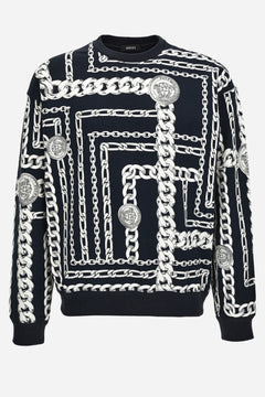 Sweatshirt In Cotton Fabric Medusa Chain Allover Print