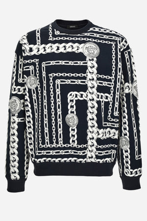 Sweatshirt In Cotton Fabric Medusa Chain Allover Print
