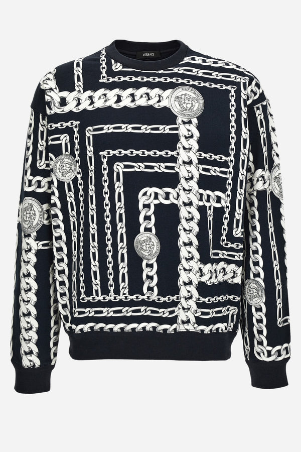Sweatshirt In Cotton Fabric Medusa Chain Allover Print