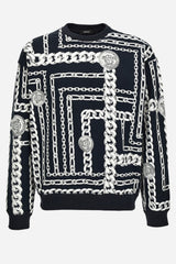 Sweatshirt In Cotton Fabric Medusa Chain Allover Print