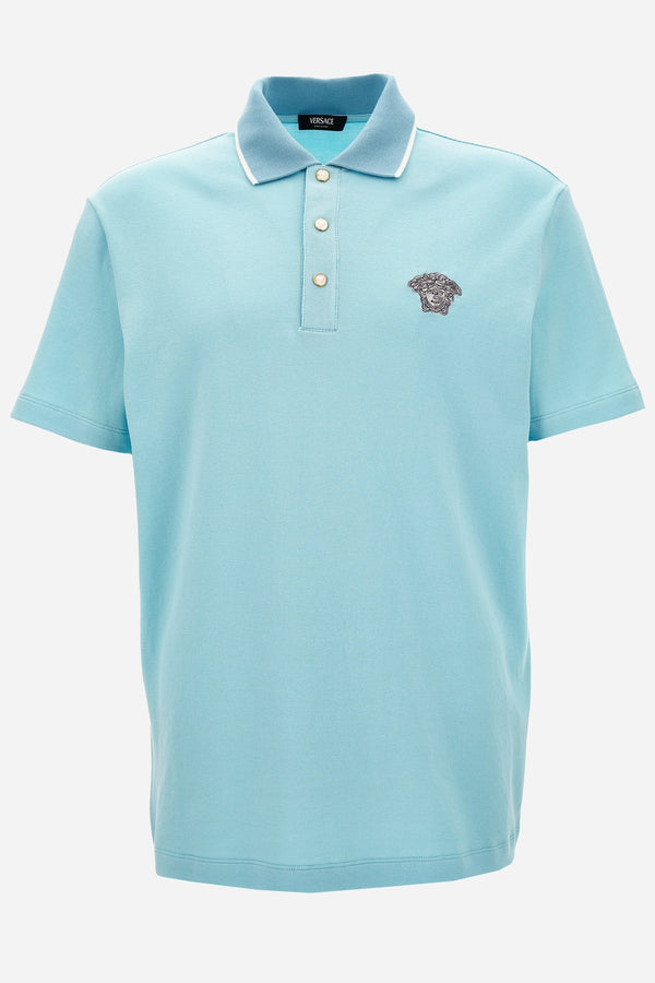 Polo In Piquet Fabric + Medusa Embroidery
