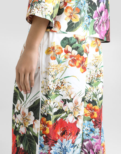 POPLIN PANTS WITH BOUQUET FLOWER PRINT