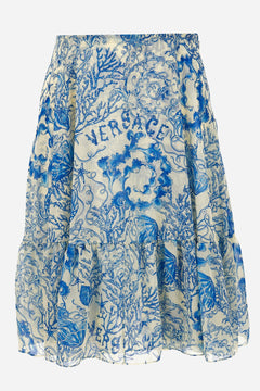 Skirt In Underwater Barocco Bicolour Allover On Techno Creponne