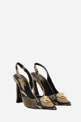 La Medusa Sling Back  In Printed Python Calf Leather