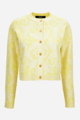 Knit Sweater In Barocco Leafy Viscose Blend Jacquard
