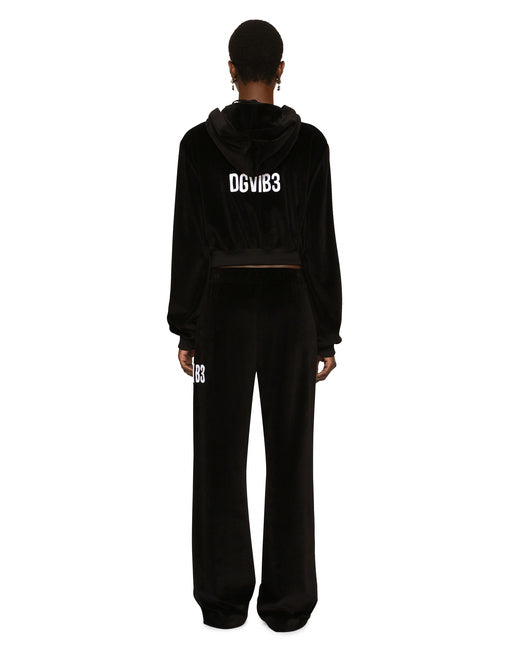 COTTON CHENILLE JOGGING PANTS WITH DGVIB3 EMBROIDERY