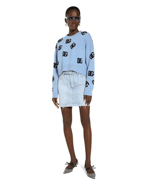 WOOL ROUND-NECK SWEATER WITH DG LOGO INLAY