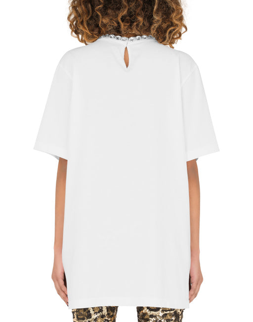 PRINTED JERSEY T-SHIRT WITH J.LO EMBELLISHMENT