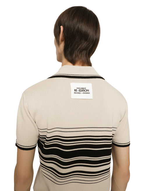 WOOL POLO-SHIRT WITH CONTRASTING STRIPES