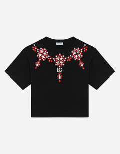 JERSEY T-SHIRT WITH FUSIBLE RHINESTONES