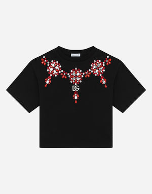 JERSEY T-SHIRT WITH FUSIBLE RHINESTONES