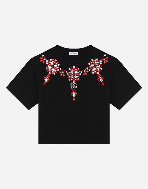 JERSEY T-SHIRT WITH FUSIBLE RHINESTONES